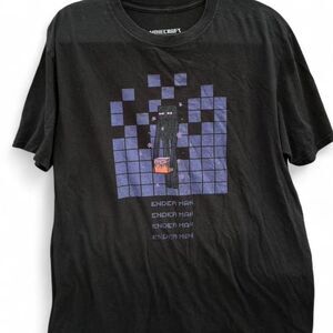 Minecraft Enderman Graphic T-Shirt | Large | Black | Pixel Style Gaming Tee